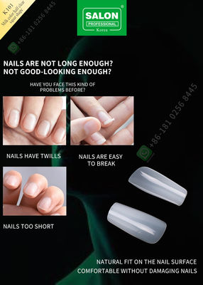Milk Color/ Half Square Shape French Acrylic Fake Nail with ABS Artificial nail False Nail