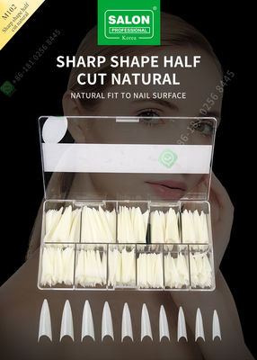 Sharp Drops Shape Half Cut False Nail French Style With ABS Fake Nail