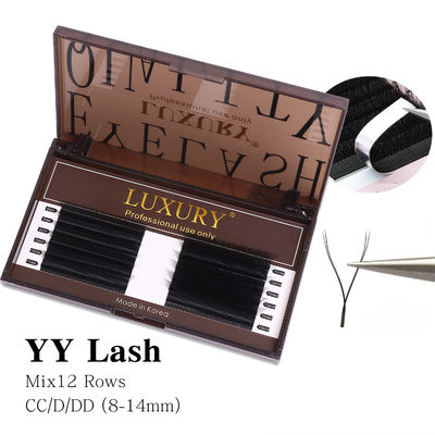 Premium Silky Volume Classic False Eyelashes Extensions 8-14mm CC/D/DD Curl Black Matte Individual Silk Lashes 12 Rows