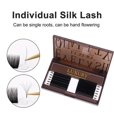 Premium Silky Volume Classic False Eyelashes Extensions 8-14mm CC/D/DD Curl Black Matte Individual Silk Lashes 12 Rows