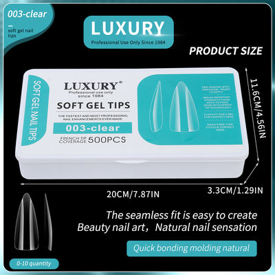 500PCS Full Cover 11 Sizes Clear French Sharp Shaped Nails Acrylic False Nails