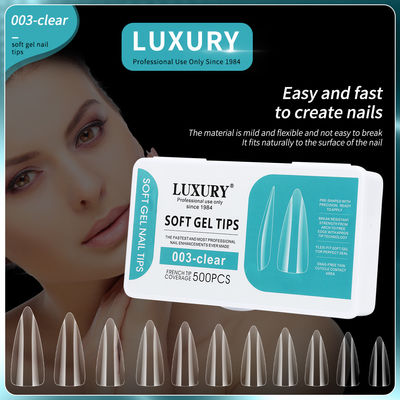 500PCS Full Cover 11 Sizes Clear French Sharp Shaped Nails Acrylic False Nails