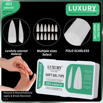 Natural Color Acrylic Nail Tips Medium Sharp-shaped False Nails For Nail Extension