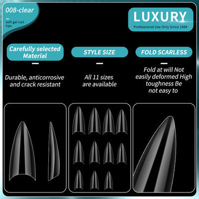 Professional Nail Art 500PCS Sharp Shaped False Nails With Ultrathin Design 11 Sizes