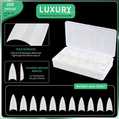 Professional Nail Art 500PCS Sharp Shaped False Nails With Ultrathin Design 11 Sizes