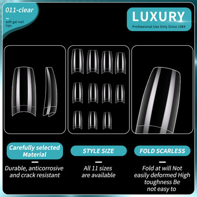 500pcs/Box Fake Nails Clear Half Cover Square False Nail Tips For Women