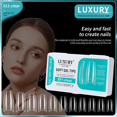 500pcs/Box Fake Nails Clear Half Cover Square False Nail Tips For Women