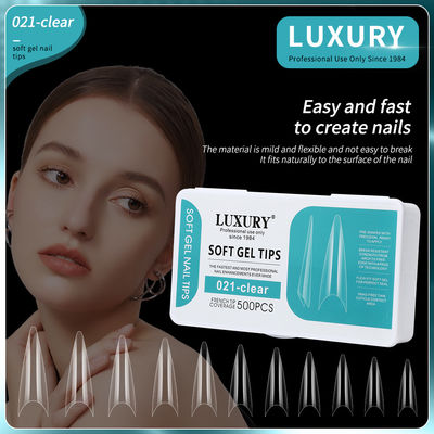 500pcs Nail Tip Half Cover Press On Nails Clear Fake Nails Long Stiletto False Nails For Nail Extension
