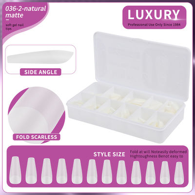 500pcs/Box Medium Coffin Nail Tips Natural Matte Full Cover Acrylic Pre-Shaped Nail Tips 11 Sizes