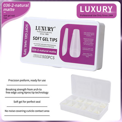 500pcs/Box Medium Coffin Nail Tips Natural Matte Full Cover Acrylic Pre-Shaped Nail Tips 11 Sizes