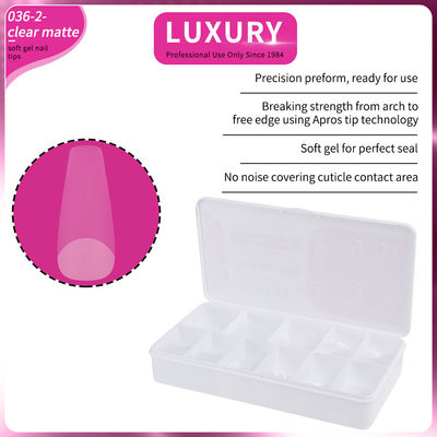 Medium Coffin Clear Matte Acrylic Nail Tips Full Cover Pre-shaped False Nail Tips 11 Sizes