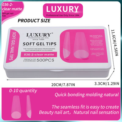 Medium Coffin Clear Matte Acrylic Nail Tips Full Cover Pre-shaped False Nail Tips 11 Sizes