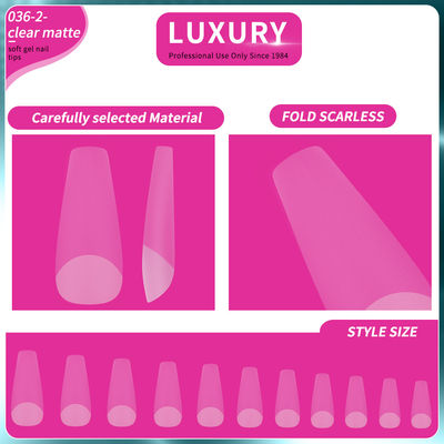 Medium Coffin Clear Matte Acrylic Nail Tips Full Cover Pre-shaped False Nail Tips 11 Sizes