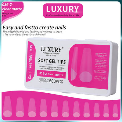 Medium Coffin Clear Matte Acrylic Nail Tips Full Cover Pre-shaped False Nail Tips 11 Sizes