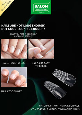 500PCS Ladder Shape Nail Tips Set Embossed Glass False Nails With Storage Box Acrylic Nail Art Kit For Salon