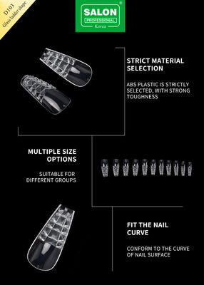 500PCS Ladder Shape Nail Tips Set Embossed Glass False Nails With Storage Box Acrylic Nail Art Kit For Salon