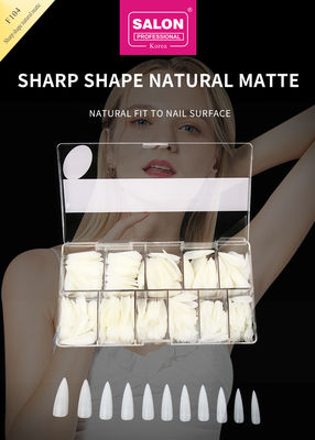 Long Stiletto Nail Tips Full Cover Fake Nail Tips with Box Natural Matte False Nails