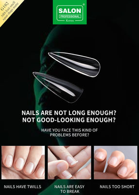 Professional ABS Sharp Shape Fake Nails Full Clear Acrylic False Nail Tips 12 Sizes For Home DIY