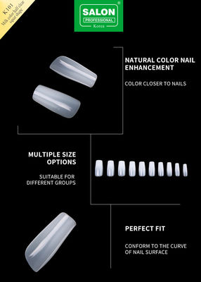 Customized Luxury Design Full Cover Artificial Nail Tips Press On Nails Milk Color Square Fake Nails
