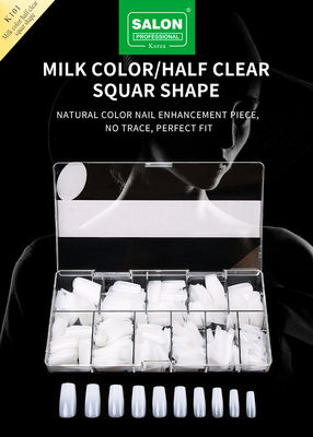 Customized Luxury Design Full Cover Artificial Nail Tips Press On Nails Milk Color Square Fake Nails