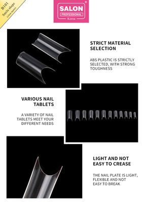 Artificial Fingernails ABS Clear Color 500 Pieces Easy Application False Nails For Salon Nail Art